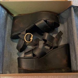 Freebird by Steven Black/Brown Leather Wedges